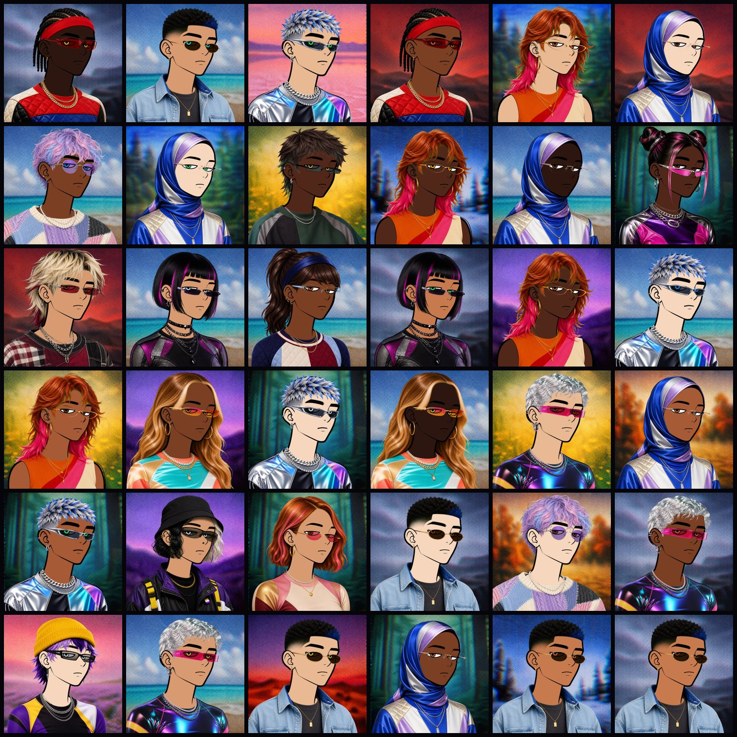 A diverse grid of No Labels Needed portraits